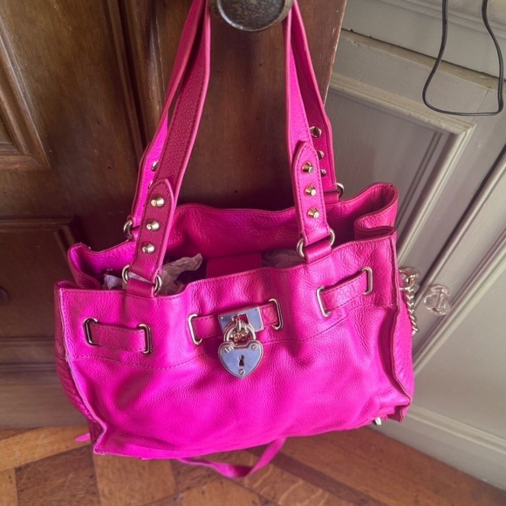 Vtg Y2K Juicy Couture Robertson Daydreamer Hobo Tote Bag Heart Lock Chain Studs‌